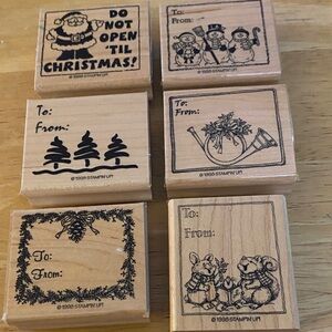 Stampin' Up! Wooden Holiday To/From Rubber Stamp Set - Black Ink Designs